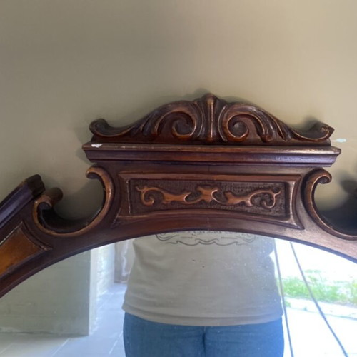 Wooden mirror used, height 120 cm, width 116 cm