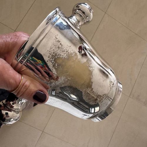 Silver-plated ice bucket used, heavy construction