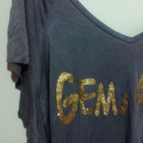 Blouses two like new, gray with gold details, one size