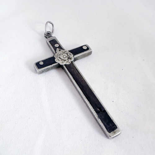 Antique French Cross Pendant with Garnets used, late 19th century