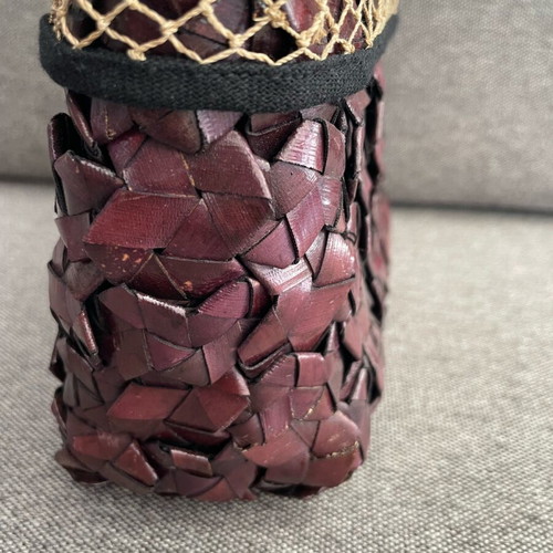 Handmade wooden handbag like new, brown/burgundy