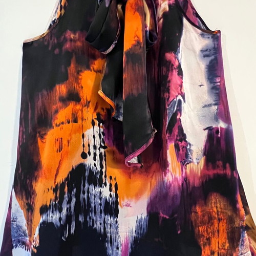 Full Circle silk halter-neck top like new, abstract print