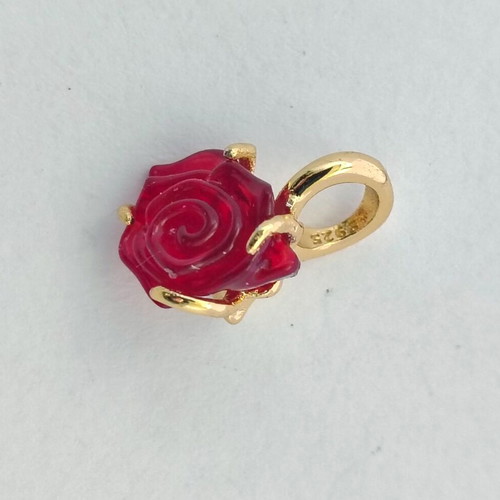 Charm Beauty & Beast enchanted rose with 14K gold plating