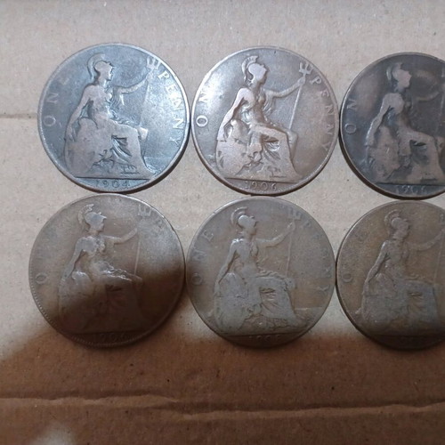 English One Penny Edward VII coins used, various dates 1902–1910
