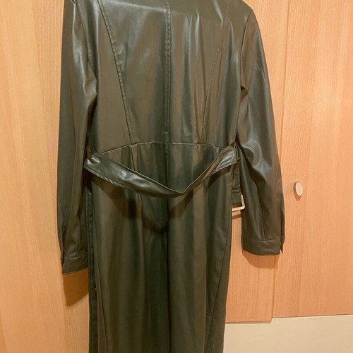 Leather midi dress size M like new, khaki