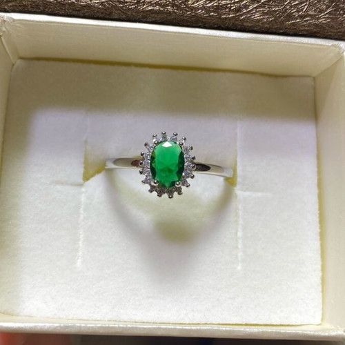Silver handmade ring 925 with green zircon stone new