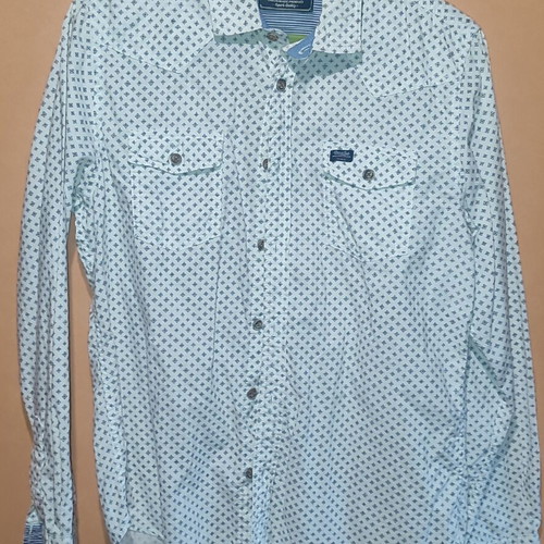 Petrol Industries men's shirt used, size L, white with blue pattern