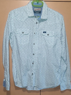Petrol Industries men's shirt used, size L, white with blue pattern