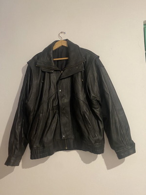 Vintage Italian men's leather jacket used, black, size L