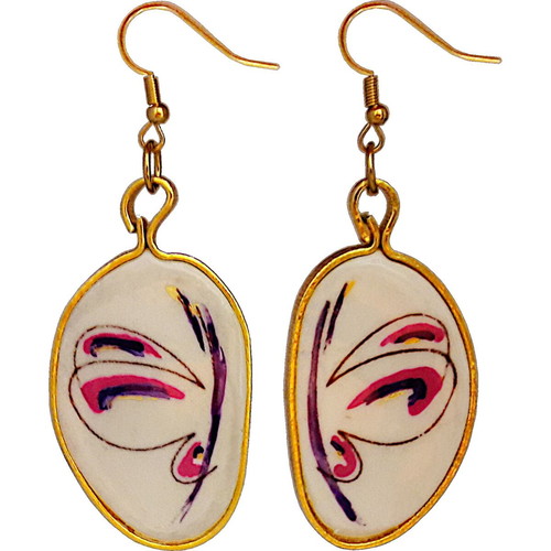 Crazy Butterfly earrings handmade, new, multicolor, gold-tone
