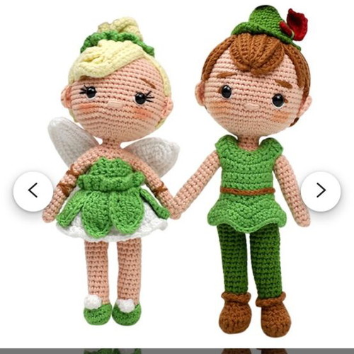 Peter Pan and Tinkerbell Amigurumi Crochet Dolls new