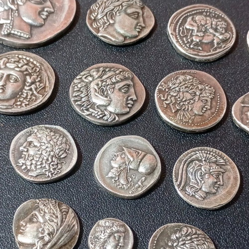 Ασημένια νομίσματα μεταχειρισμένα, πακέτο 14, ασήμι 925, αντίγραφα αρχαίων