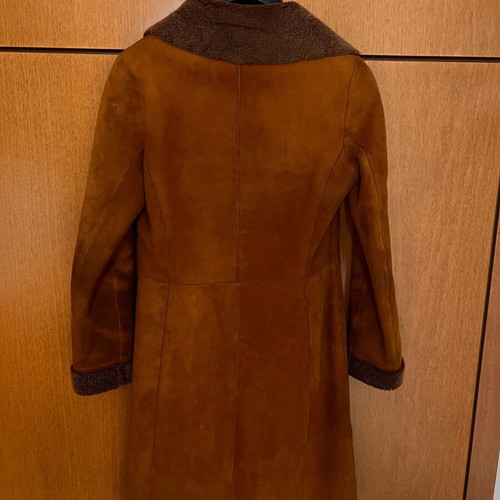 Leather women's coat like new, brown, size small