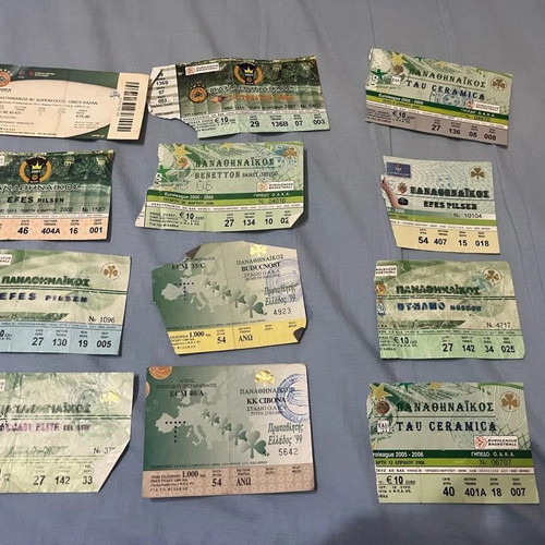 Panathinaikos Europe and Derby Ticket Collection used, 30 basketball tickets