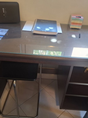 IKEA Wegen desk with bookshelf, glass top