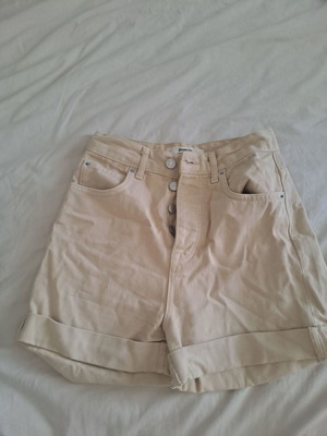 Stradivarius beige high-waisted denim shorts new, size XS