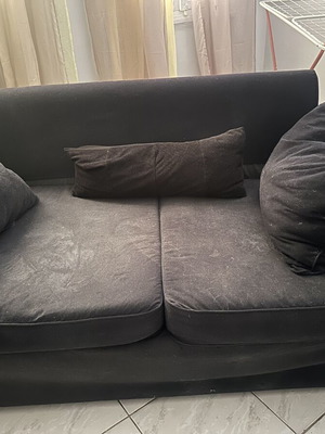 Two-seater sofa bed, black