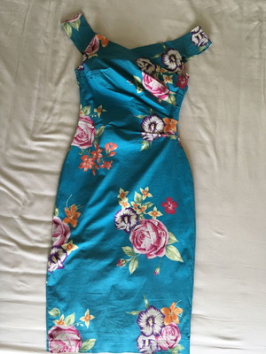 Karen Millen turquoise dress with floral pattern, like new, size S