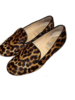 Christian Louboutin pony hair flats like new, animal print, size 36.5