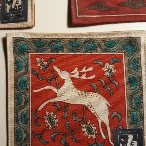 Handmade fabric coasters from Japan like new, set of 5