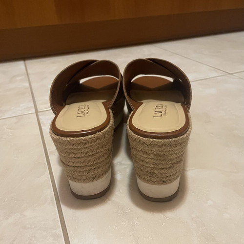 Ralph Lauren leather platform espadrilles like new, size 39, tan
