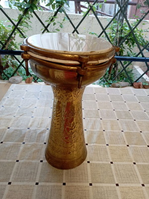 Traditional copper doumbek with embossed designs