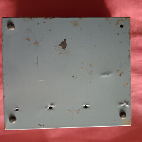 Collectible metal military box used, 15×16 cm with safety latch