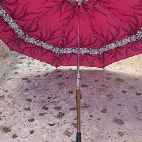 Vintage umbrella used with case and wooden handle