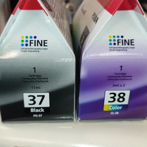 Canon ink cartridges 37 and 38, pack of 2, sealed