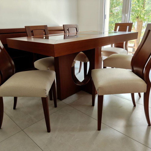 Wooden dining set with 6 chairs and buffet