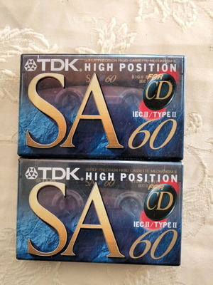 TDK SA 60 High Position cassette tapes new, pack of 2