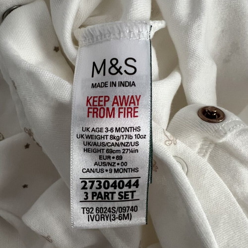 Pure Cotton Sleepsuits 3 Pack M&S Newborn 3-6 Months