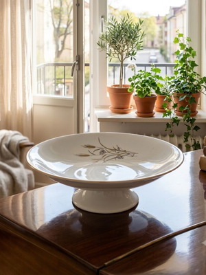 Moritz Zdekauer Bohemian Vintage Porcelain Serving Platter with Foot like new