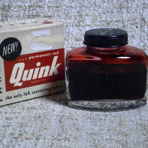Parker Quink Red Ink 60ml vintage used with box