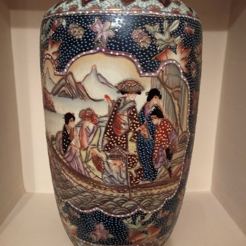 Satsuma vase used, height 40cm, diameter 22cm