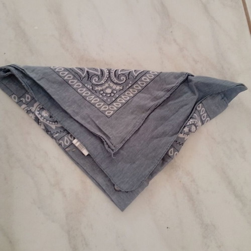 Bandana used, gray and white headwear