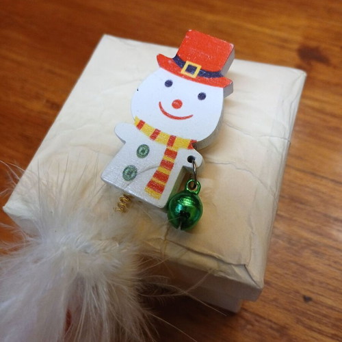 Christmas pencil with wooden snowman, new