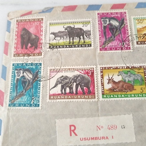 Postwar Airmail Envelope with Thematic Animal Stamps 1945 used