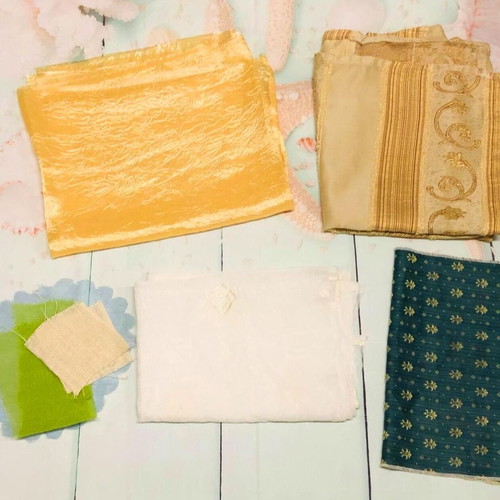 Pack of 8 fabric pieces used, cotton, polyester, polyamide