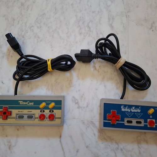 Two Turbo Card gamepads compatible with NES console, one not working