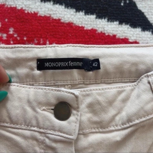 Monoprix Femme Women's Jeans W32 L27 Cotton with Elastane Straight like new beige