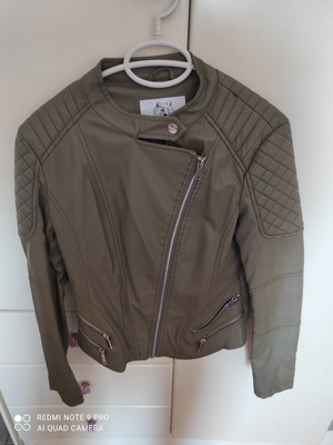 Leatherette jacket olive new, size S