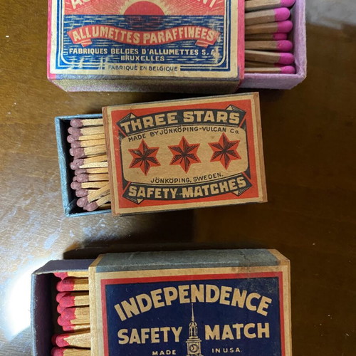 Vintage collectible matchboxes set of 3 used