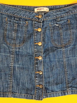 Pink Woman women's jean skirt used, size 40, blue
