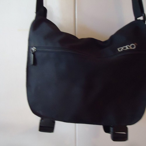 Polo shoulder bag used, black with multiple pockets and zipper