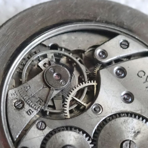Cyma Swiss Pocket Watch 1930s used with chain and 6 stones