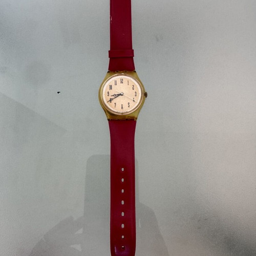 Swatch AG 1994 vintage wristwatch used with new red silicone strap