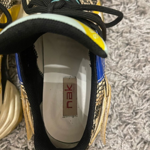 Nak sneakers leather patent with animal print like new