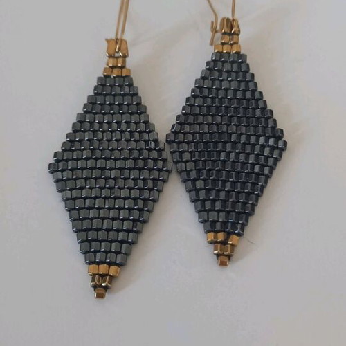 Handmade earrings new with black and gold hematite