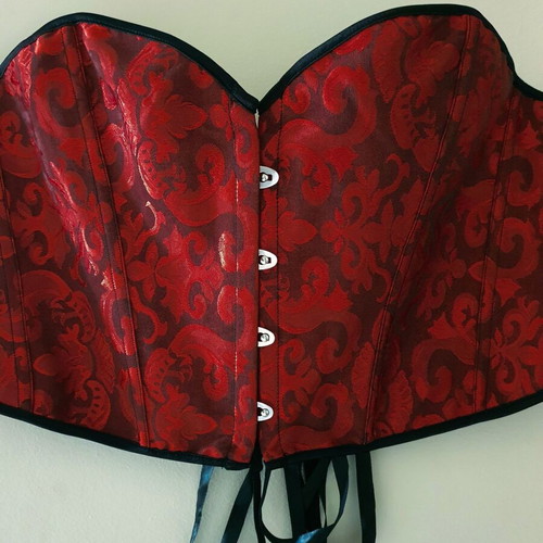 Red Gothic Corset XL/XXL/XXXL like new with floral baroque motif